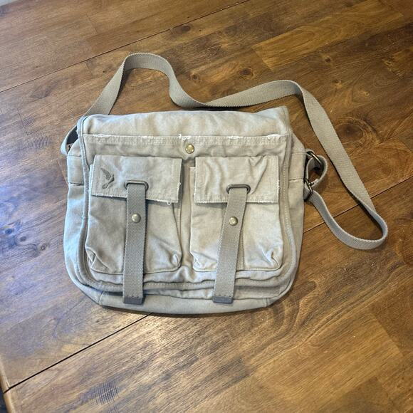 Arizona Y2K Tan Cargo Purse Messenger Bag 90s Rare Pockets Crossbody Satchel - Picture 1 of 16